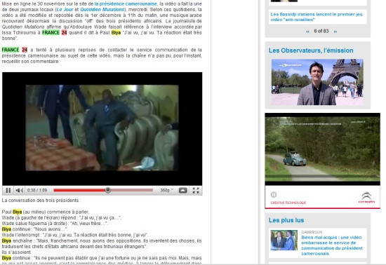 Seconde Capture d'cran de l'article en version cache du site France24