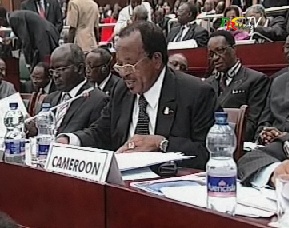 Paul Biya, lors de son discours  Malabo au 17e sommet de l'UA