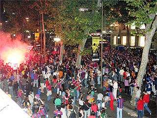 Les supporters taient en liesse hier soir