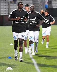 Modeste Mbami  l'chauffement avant  d'affronter Sochaux