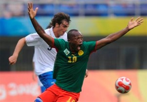 Christophe Bekamenga lors de Cameroun - Italie aux JO de Pkin