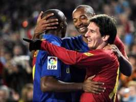 La joie d'Eto'o, Henry et de Messi