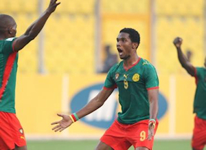Samuel Eto'o aprs son but face au Gabon