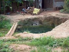 Mare d'eau dans laquelle s'approvisionne la famille