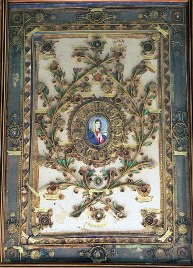 Tableau rassemblant des reliques de saints chrtiens