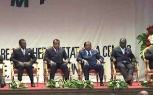 Les chefs d'Etat lors du discours de clture du sommet du 07 au 09 Juin de la Cemac