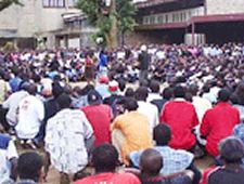 Etudiants sur le campus lors des dernires grves