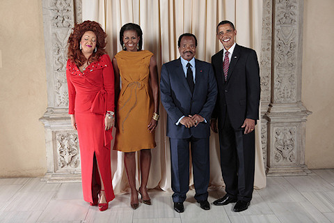 Chantal et Paul Biya avec Barack et Michelle Obama