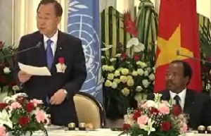 Ban Ki Moon et Paul Biya lors d'un djeuner  Yaound en Juin 2010
